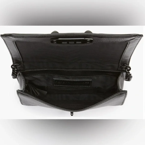 REBECCA MINKOFF Small Love Crossbody Chevron Quilted Leather Crossbody (Black) - Picture 8 of 13